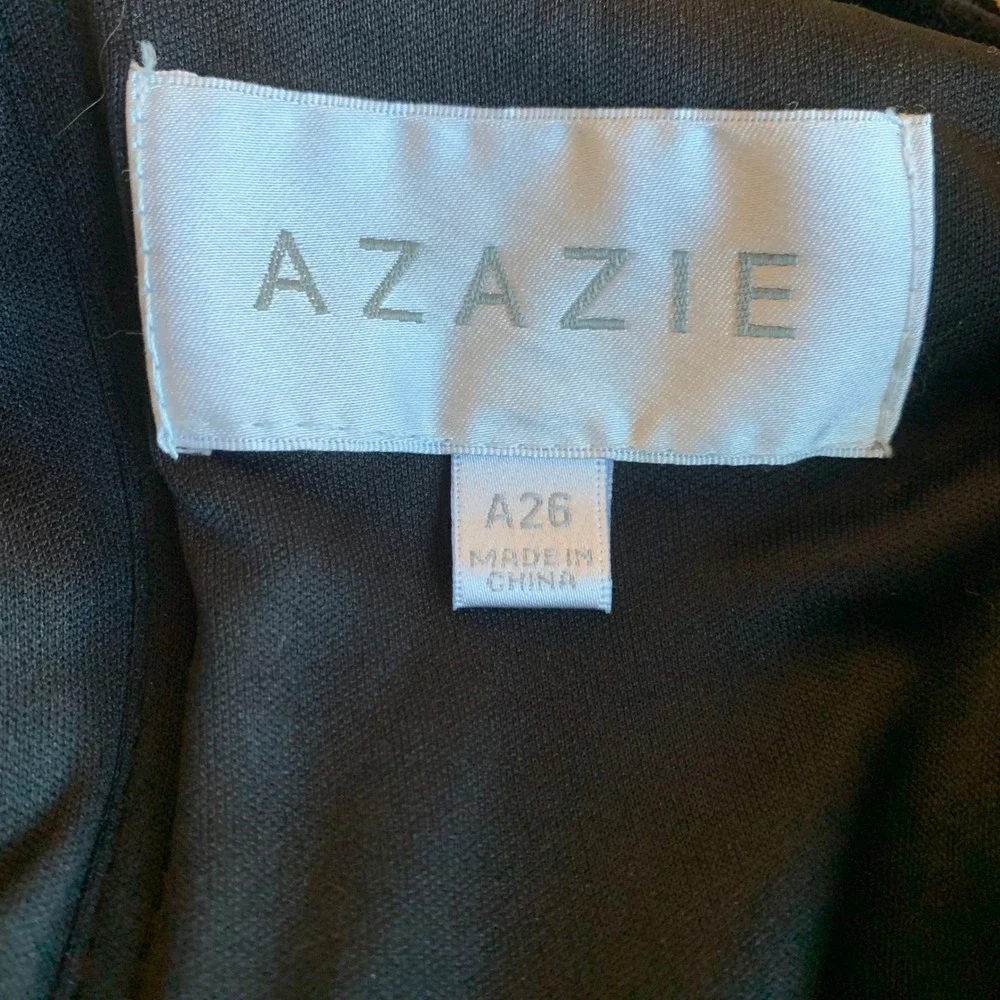 Azazie Maxi Dress 26 Black Velvet Flutter Sleeve Tie Back Formal Gown Pockets